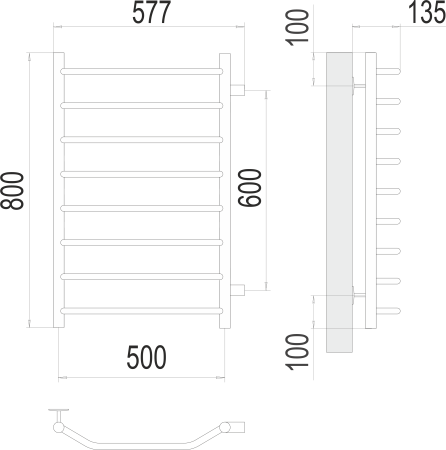 Водяной полотенцесушитель Виктория П8 500х800 бп600 Terminus 4670078530127 фото