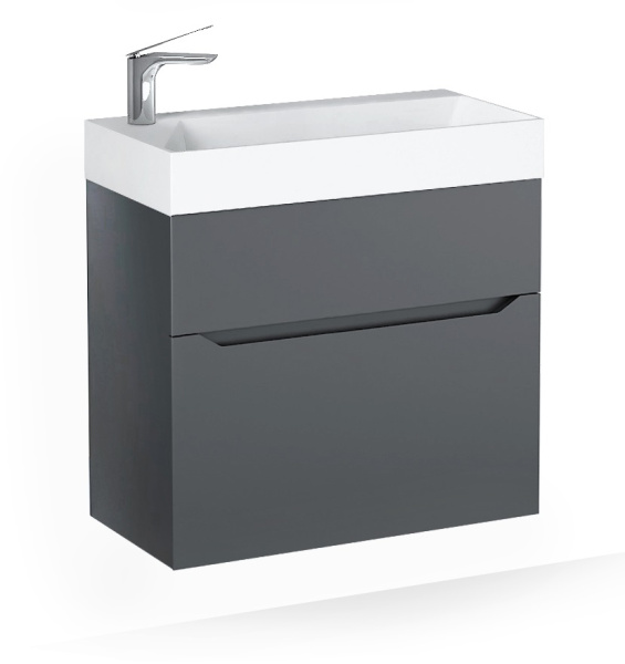 Тумба с раковиной Raval Brik 65 Brk.01.65/P/A/RL антрацит фото