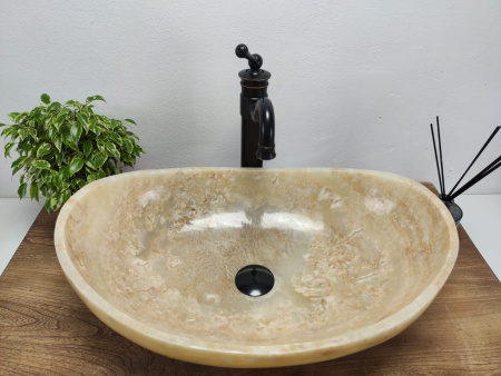 Накладная раковина из оникса Oval Yellow OO-01033 (55*38*19) фото