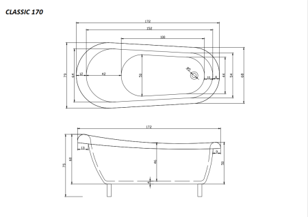Акриловая ванна Cerutti SPA Classic CT9322 170x79 фото