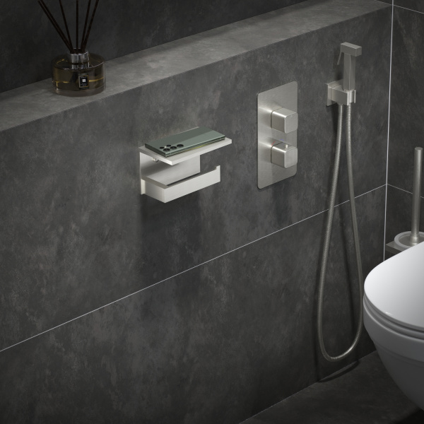 Держатель для туалетной бумаги с полочкой Timo Petruma 15243/13 Никель фото