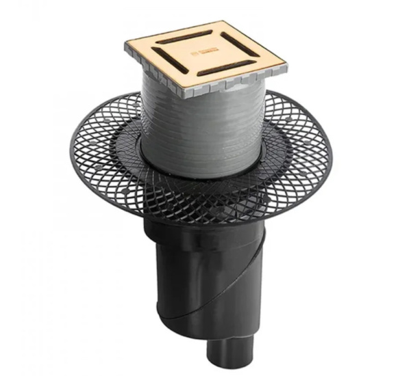 Душевой трап Berges Platz Norma 100х100 вертикальный слив, золото фото