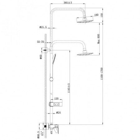 Душевая система (стойка) Lemark Ursus LM7002BL фото