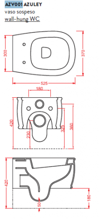 Унитаз подвесной Artceram Azuley AZV001 05 00 bi matt фото
