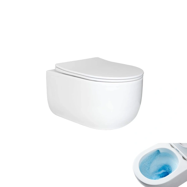 Подвесной унитаз со смывом торнадо GID NC Tr2133TF-WM белый матовый, с сиденьем фото