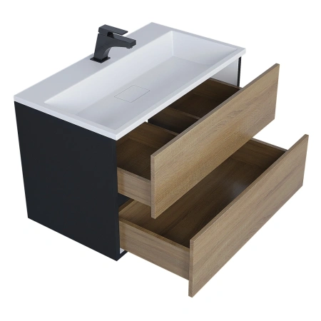 Тумба под раковину Uperwood Barsa 80 293020539 черная/дуб сонома фото
