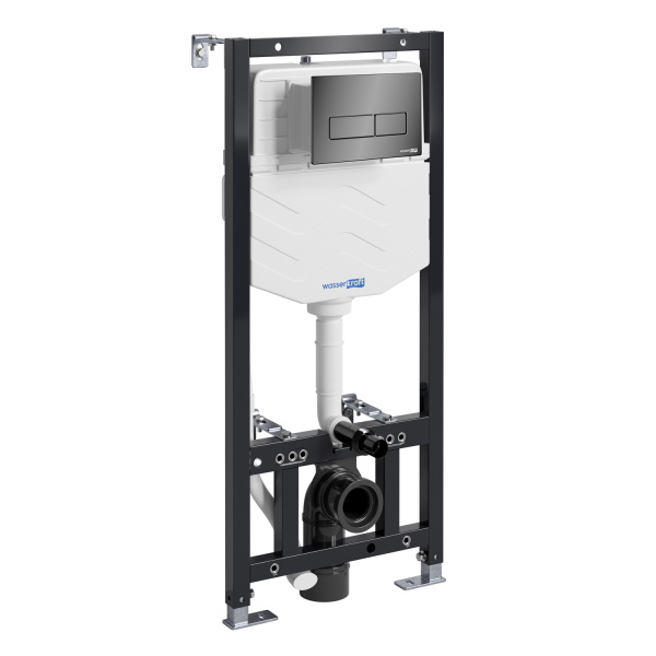 Инсталляция для подвесного унитаза WasserKRAFT Aller 10TLT.010.ME.PB03 с кнопкой, черный глянец фото