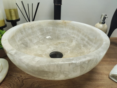 Накладная раковина из оникса Indo Bowl white Small TinLip BO-00326 фото