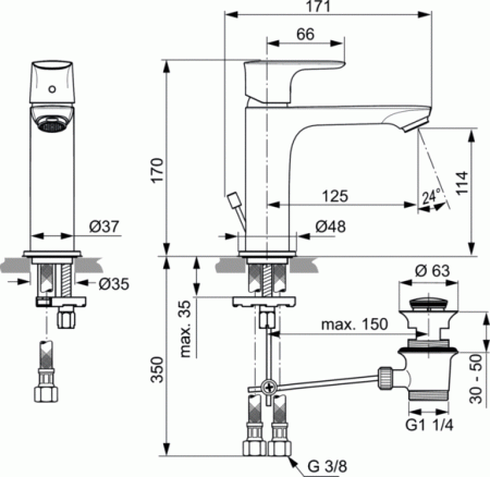 Смеситель для раковины Ideal Standard CONNECT AIR Grande A7012A5 фото