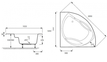 Угловая акриловая ванна Jacob Delafon Presquile E6045RU-00 145x145 фото