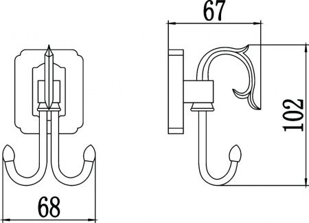 Крючок для ванной двойной Savol 64 S-006454 фото