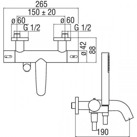 Термостат для ванны Nobili Likid (LK00010/2CR) фото