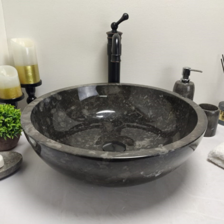 Раковина из мрамора Indo Bowl Black Small BM-00258 фото