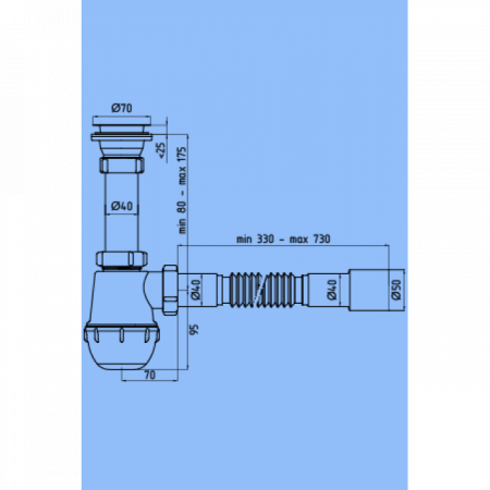 Сифон для раковины АНИ пласт C1015 Грот 1-1/4" х 40 с гибкой трубкой 40х40/50 фото