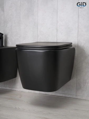 Подвесной унитаз безободковый GID Tr2140Bm 62255Y черный матовый, с сиденьем фото
