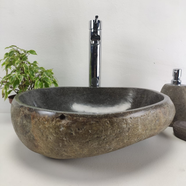 Накладная раковина из речного камня RS0959 (44*34*14) фото