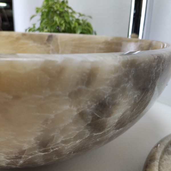 Накладная раковина из оникса Bowl Grey Premium Small TinLip BO-01033 (40*40*15) фото