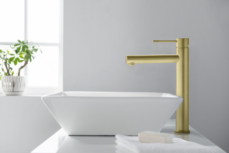 Высокий смеситель для раковины Timo Saona 2311/17F золото матовое фото