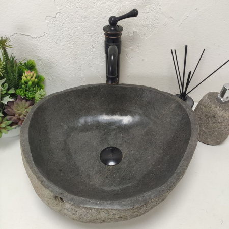 Накладная раковина из речного камня RS01522 (47*42*15) C10 фото