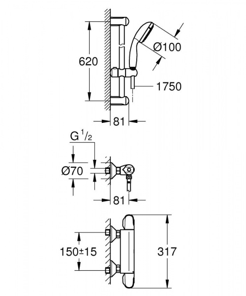 Термостат для душа Grohe Grohtherm 1000 New 34151004 фото