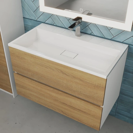 Тумба под раковину Uperwood Barsa 80 293020532 белая/дуб сонома фото