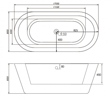 Ванна акриловая Abber AB9213 170x80 фото