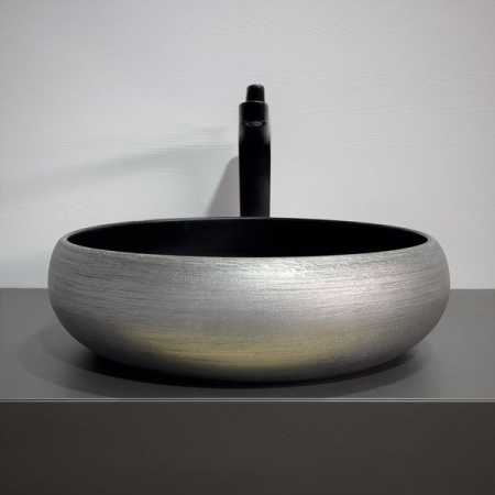 Накладная раковина Comforty 78653 00-00012232 41x41 серебро/черный фото