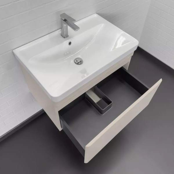Тумба с раковиной Comforty Енисей-70П 00-00022664CF серый шёлк фото