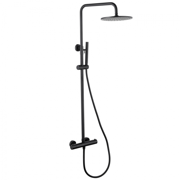 Душевая система с термостатом Abber Wasser Kreis AF8160B черная матовая фото