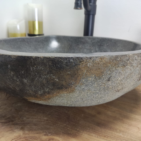 Накладная раковина из речного камня RS0585 (47*46*15) фото