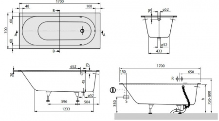 Квариловая ванна Villeroy & Boch Oberon UBQ177OBE2V-01 170x70 фото