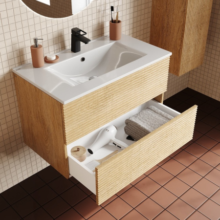 Тумба с раковиной Iddis Bild BIL80V0i95K 80 см, дуб светлый фото