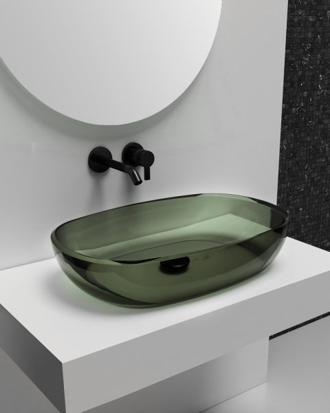 Накладная раковина Abber Kristall AT2805Vesuvian 60x40 оливковая фото