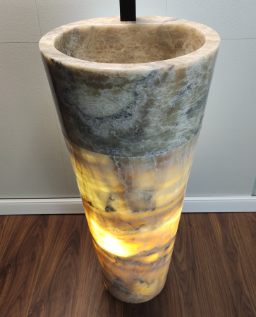 Раковина напольная из оникса Grey ON-01345 (40*40*90) фото