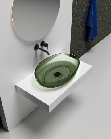 Накладная раковина Abber Kristall AT2801Vesuvian 60x40 оливковая фото