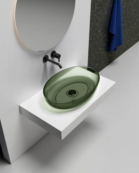 Накладная раковина Abber Kristall AT2801Vesuvian 60x40 оливковая фото