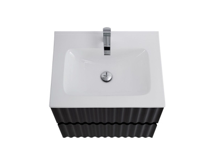 Тумба под раковину Art&Max Elegant AM-ELEGANT-600-2C-SO-NM-LED черная матовая / с подсветкой фото