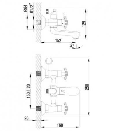 Смеситель для ванны с душем Lemark Partner LM6542C фото