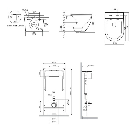 Комплект подвесной унитаз с инсталляцией SantiLine SL-5025MB+SL-03 фото