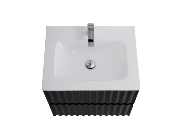 Тумба под раковину Art&Max Elegant AM-ELEGANT-600-2C-SO-NM-LED черная матовая / с подсветкой фото
