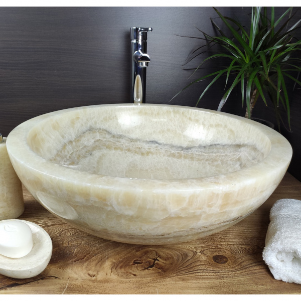 Накладная раковина из оникса Indo Bowl Yellow Big BO-00008 фото