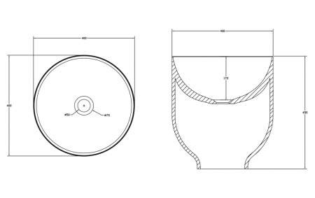 Накладная раковина Abber Stein AS2618 40x40 белая матовая фото