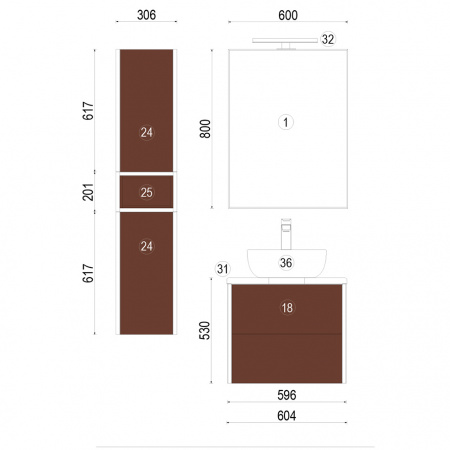 Тумба под раковину Акватон Брук 60 1A201901BCDF0 фото