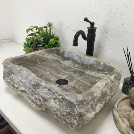 Накладная раковина из оникса Erozy Grey EO-01563 (55*45*15) фото