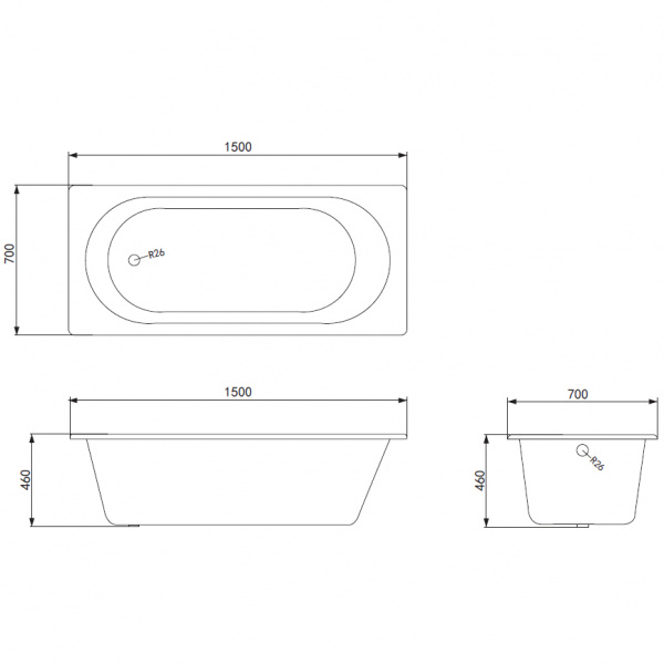 Чугунная ванна Timo Standard 3V 150x70 с ручками фото