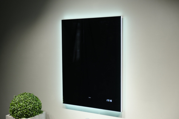 Зеркало с подсветкой и часами Jorno Kvadro 60 Kvdr.02.60/W/RL 60x80 фото