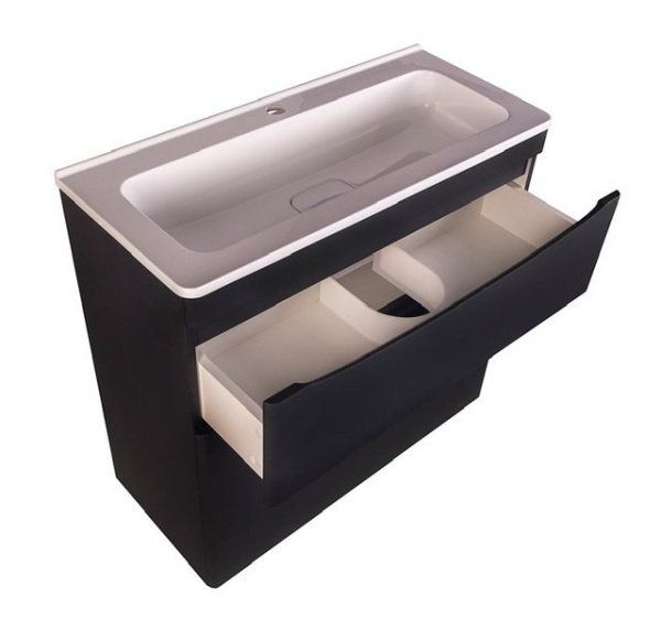 Тумба под раковину Style Line Бергамо мини 90 СС-00002363 черная матовая фото