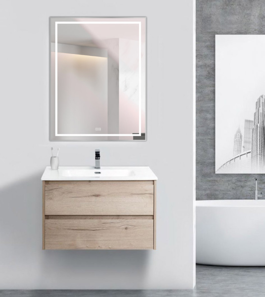 Зеркало с подсветкой, сенсорным выключателем и подогревом BelBagno SPC-KRAFT-700-900-LED-TCH-WARM 70x90 сатин фото