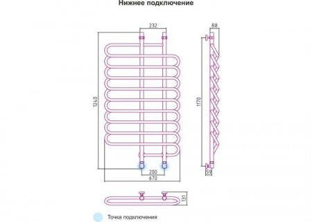 Водяной полотенцесушитель Сунержа Шарм 00-0111-1270 фото