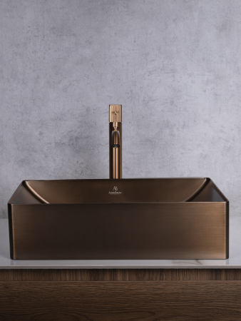 Накладная раковина из нержавеющей стали AltroBagno Futuro 001016BrAn состаренная бронза фото